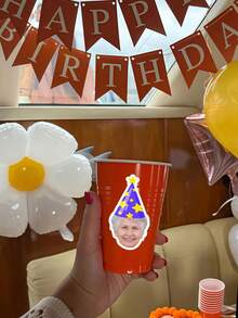 12/24/56pcs Custom Personalized Birthday Hat Photo Stickers, Personalized Stickers, Facial Stickers, Custom Logo Stickers, Birthday Party Photo Stickers, Party Sponsorship, Water Bottles, Laptop Stickers, Multi-Purpose Party Stickers, Back To School Self-Adhesive Stickers - Multicolor - View 4