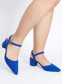 Wide Fit Women's New Spring/ Summer Open-Toe Chunky Heel Sandals, Versatile Comfortable Soft Leather Pointed Toe Elegant Outdoor High Heels