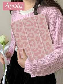 Ayotu 粉色豹纹 iPad 10.2 保护壳，兼容 iPad 9/8 (2021/2020)，兼容三星 Tab A8 10.5，兼容华为 MatePad 10.4 - 磁性自动唤醒/睡眠，手写笔支架，轻巧 - 彩色 - 查看 3