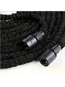 3X Telescopic Heavy-Duty Rubber Garden Hose With High-Pressure Water Gun - 3/4 Inch All-Season Outdoor Hose For Car Wash, Lawn Care & Yard Work, Includes European Thread Adapter