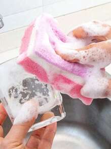 5pcs Multi-Purpose Polyurethane Pumice Strong Cleaning Sponges - Dual-Sided Cleaning Pads Perfect For Living Room, Bedroom, Bathroom, Toilet And Kitchen Cleaning, Kitchen Utensil Dish Washing Small Tool Set, Reusable Household Accessories