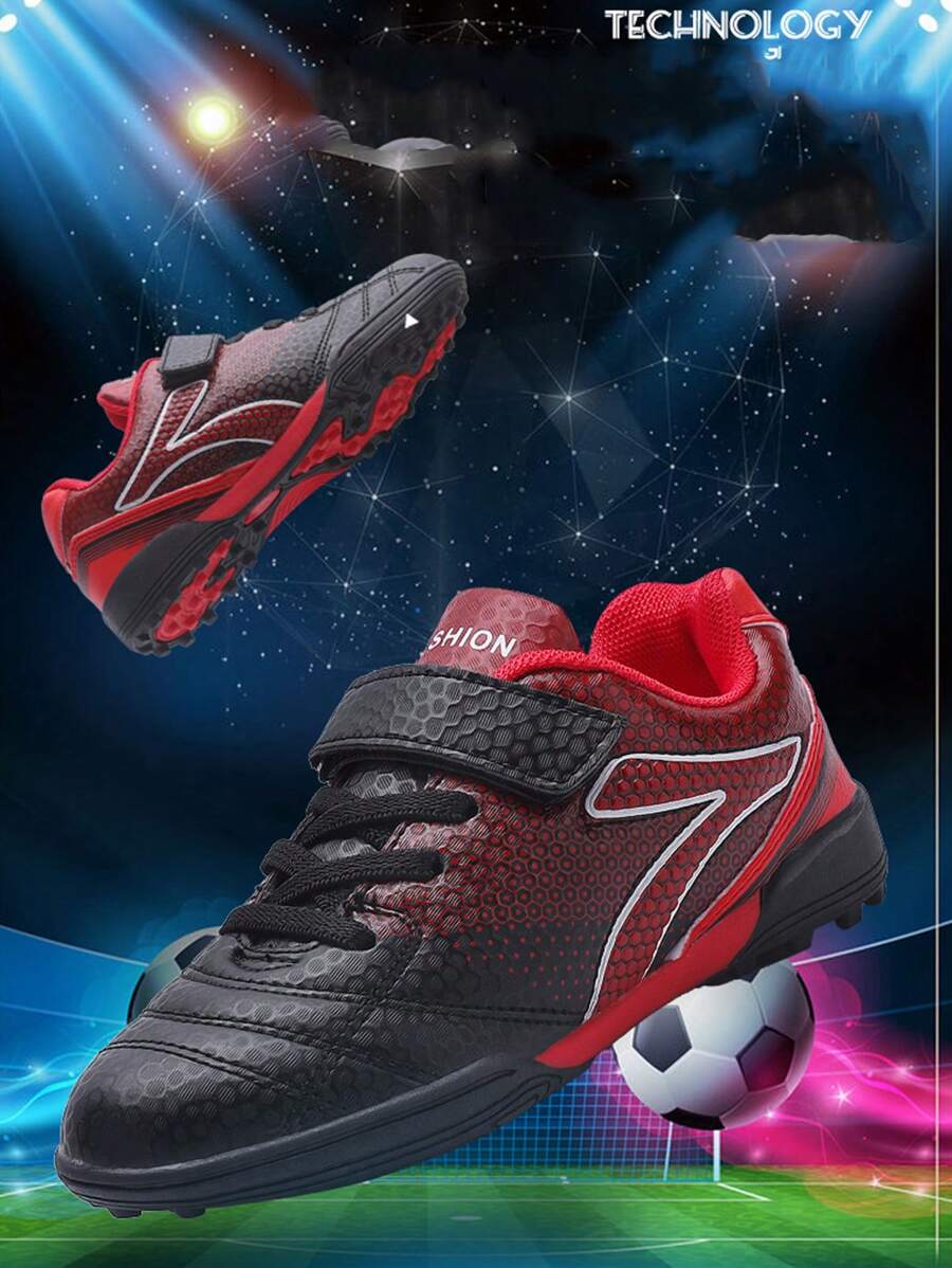 Teenagers Campus Casual Sports Shoes, Running Sneakers, Soccer Training Shoes, Outdoor Hiking Shoes, Slip-Resistant Sole, Wear-Resistant Sole, Hook And Loop Fastening, Asymmetrical Pattern & Letter Design, White Glue On Sole-Upper Connection, Craftsmanship Issue