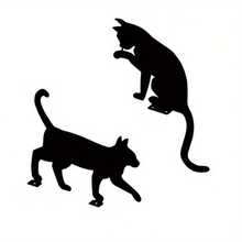 Black Metal Elegant Cat Garden Decor - Captivating Shadows Yard Art Fence Decor, Outdoor Silhouette Sculptures, Ideal For Cat Enthusiasts