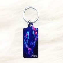1pc Fashionable 12 Zodiac Sign Style Iron Painted Printed Double Sided Keychain Key Ring Bag Accessory, Suitable For Unisex Gift - Multicolor - View 21