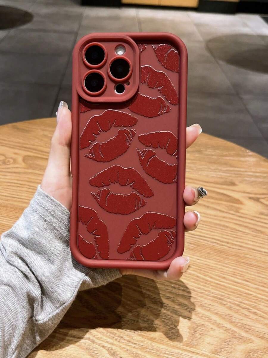 Funda para teléfono Skyy Designs Co Dark Artist Series - Funda mate para teléfono con estampado de labios, ideal para fiestas y San Valentín (1 unidad) - Burdeos - Ver 1