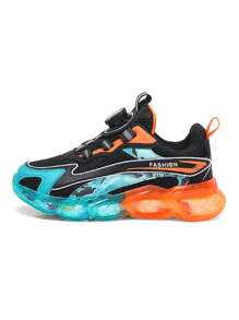1 Par de Zapatillas Casuales con Malla para Niños y Niñas Pequeños, Zapatos Deportivos de Dos Tonos con Suela de Gelatina Transparente y Diseño Degradado, Ligeros y Giratorios para Usar en Todas las Estaciones