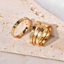 1 pièce Bague en acier inoxydable avec motif tournesol, placage en titane 18 carats fin