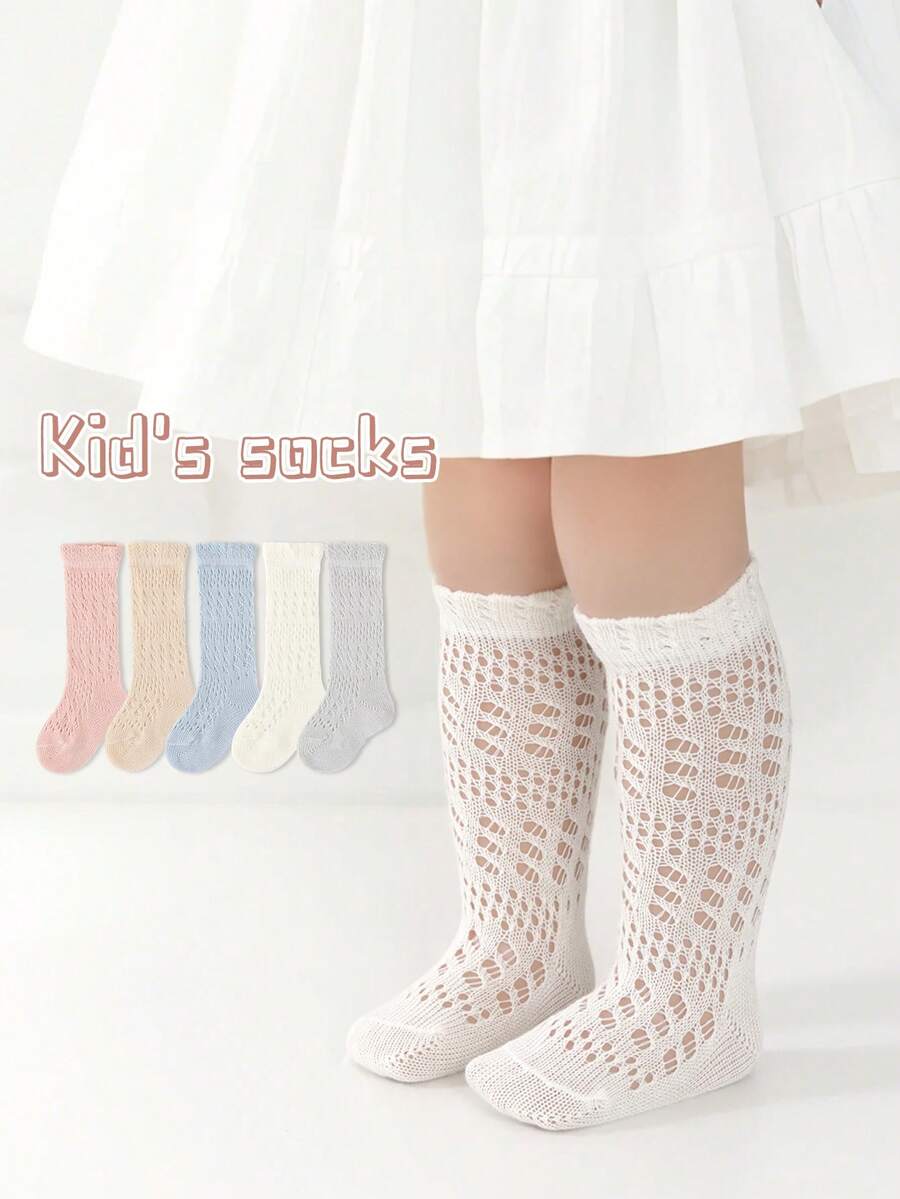 1 Pair Kid's Mesh Crew Socks, Breathable Lightweight Anti-Mosquito Socks For Boys And Girls, Spring/Summer