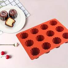 1/2pcs 12 Cavity Round Cylinder Silicone Baking Tin Canele Cake Pan DIY Soap Mold Cupcake Silicone Mold Baking Tray Bakeware - Multicolor - View 3