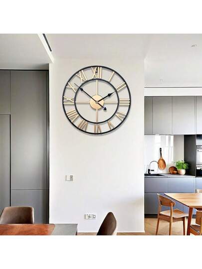 1pc Stylish Large Wand Klok In European Golden Metal Multiple Sizes, Vintage Silent Mechanism, Indoor Outdoor Garden Ornament Room Bedroom Dormitory Back To School Home view 8