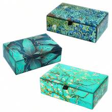 Nature-Inspired Green Plant Pattern Jewelry Storage Box, Glass Ornament Gift Packaging Box - 15*10*5cm - View 10