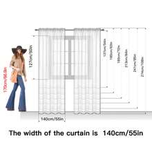 2pcs "Encounter Tenderness! Lace Curtain Covers Window, Infuses Kitchen With Dreamy Ambience, Displaying Elegant Living Aesthetics" Nordic Romantic Style, 100% Polyester Material, Rod Pocket Design, Suitable For Bedroom, Living Room, Kitchen, Balcony