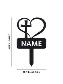 Personalized Metal Heart With Cross Sign Grave Maker Black Custom Memorial Stake Personalized Loss Of Loved One Cemetery Stake For Outdoors Yard Garden,Provincial Elegance Living