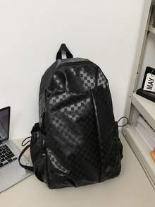 Fashionable Minimalist Black Plaid Functional Backpack For Women - Multicolor - View 13
