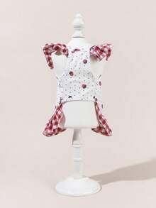 一套宠物薄纱礼服，带蝴蝶结，可爱印花宠物婚纱，弹力网纱公主裙，适合猫狗 - 彩色 - 查看 3