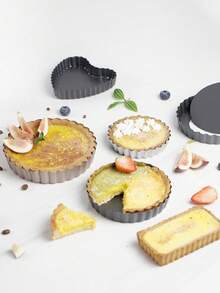 1/6pcs Detachable Bottom Sunflower Cake Mold - Nonstick Baking Pan, Carbon Steel Cake Dish, Round Baking Tray, Pizza Pan, Toast Mold, Tart Mold, Flat Pan, Baking Tools For Bread, Hamburger - Multicolor - View 1
