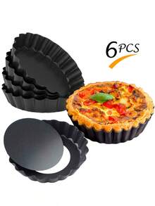 1/6pcs Detachable Bottom Sunflower Cake Mold - Nonstick Baking Pan, Carbon Steel Cake Dish, Round Baking Tray, Pizza Pan, Toast Mold, Tart Mold, Flat Pan, Baking Tools For Bread, Hamburger - Multicolor - View 10