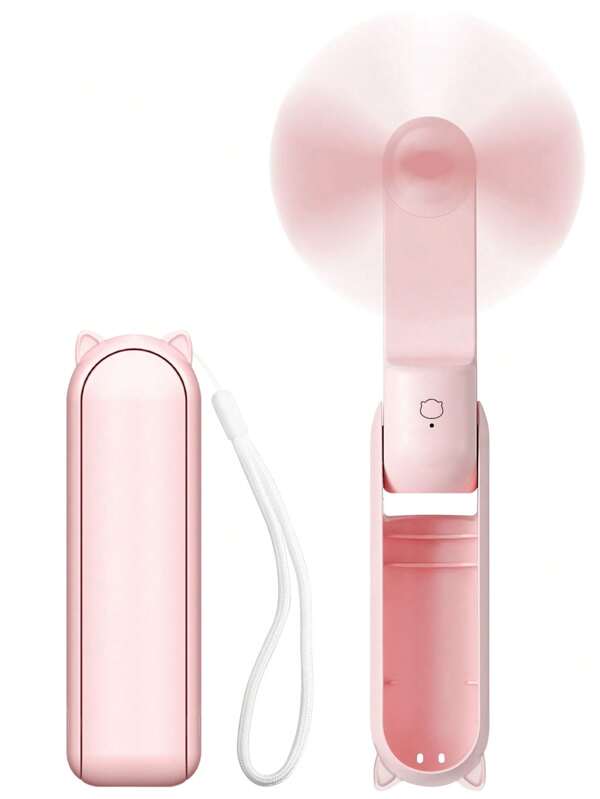 Handheld Mini Fan 3-In-1 USB Rechargeable Portable Fan [12-19 Working Hours] USB Battery Powered With Portable Power Bank, Flashlight, Pocket Design, Suitable For Travel/Summer/Concert/Eyelash, Gift For Women Folding Small Pocket Design (Pink) Summer Cooling,Beach,Travel