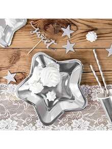 10 件金色和银色星形一次性纸盘，圣诞节和新年派对装饰品 - 多色 - 查看 4