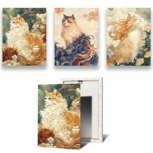 1pc/3PCS Wall Arts Posters: Divine Beasts, Cats, Cat Enthusiasts, Cute Suitable For Residential And Dormitory Walls, Living Room And Bar Decoration, Dining Room Or Bathroom, Room Decoration, High Quality Without Frame, Canvas Art For Indoor/Outdoor Use, Frameless/Framed ,Wall Art With Frame