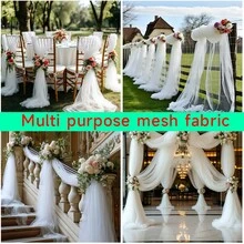 1 pieza Tela de organza blanca elegante, tela de red versátil para decoración, de 3 a 16 metros de largo, adecuada para respaldos de sillas de boda, barandillas de escalera, corredores centrales de mesa, cortinas de arco, manualidades DIY, cortinas de techo, telones de fondo para ceremonias de boda, compromisos, decoración de San Valentín y días festivos, regalos de cumpleaños de verano, útiles escolares, decoración de habitaciones