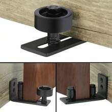 Piso de puerta corrediza de granero, adecuado para puerta colgante de granero, sistema para colgar en la pared y apariencia elegante adecuada para todos los escenarios. Se adapta a puertas de hasta 3 pulgadas de grosor. - Negro - Ver 4