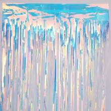 1 pieza Telón de fondo de fotografía con flecos de alambre metálico de colores - 3.3ft/6.6ft Guirnaldas metálicas para fiestas, adecuado para decoración de cumpleaños, graduación, Pascua y bodas