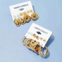 [Luxury Fashion Earrings] 11 Pairs Luxury Palace Style Fashion Earrings - Heart, Butterfly, Flower, Twisted, Geometric, Faux Pearl Earrings - Suitable For Women's Parties, Dates, Vacations, Minimalist Style Jewelry