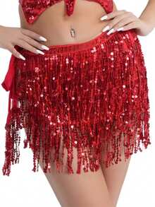 1PC Belly Dance Hip Towel Dance 4-Layer Sequined Tassel Waist Belt Bohemian Belly Dance Waist Chain Dance Waist Towel(The Outer Packaging Of The Product Is Shipped Randomly)Product Color Shipped With - Multicolor - View 9