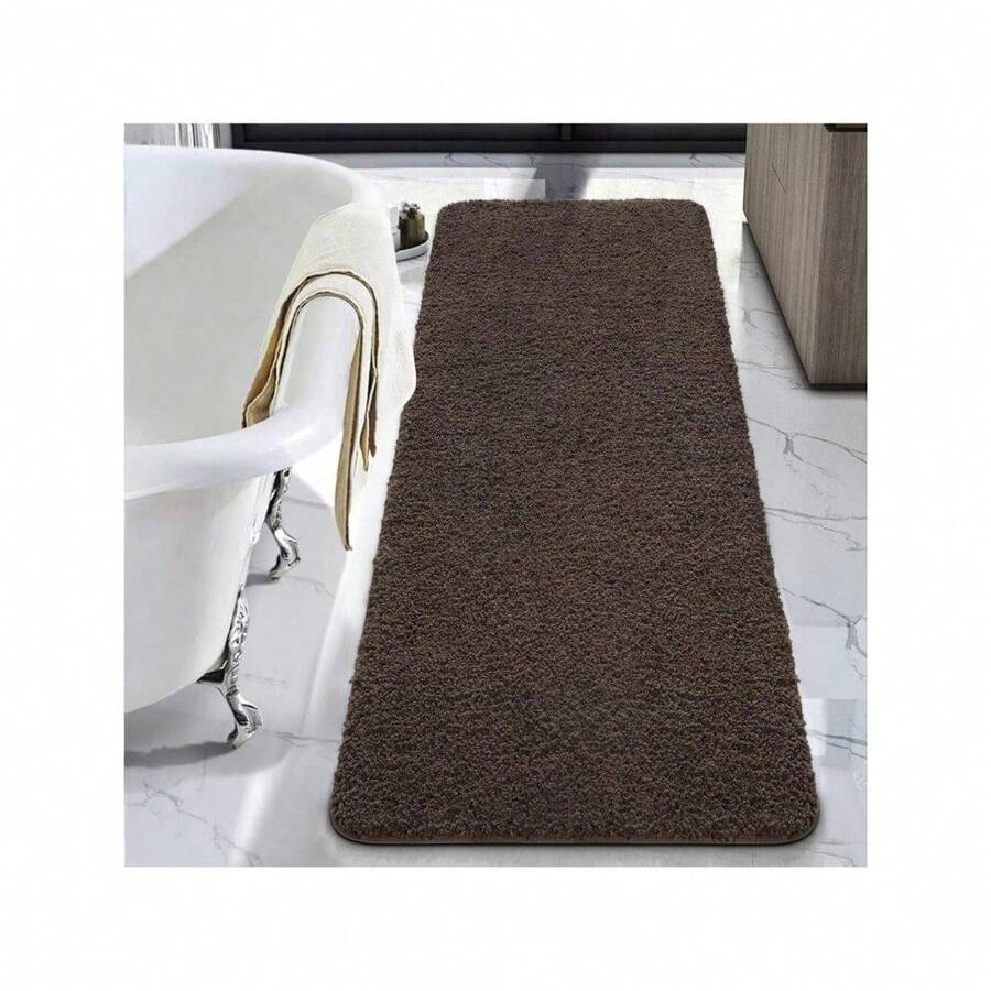 Bathroom Rug Runner 24x60 Inch, Soft Thick Absorbent Microfiber Bath Rugs For Bathroom, Machine Washable, Shaggy Plush Non Slip Bath Mat For Tub, Shower Floor, Quick Dry Mats, Navy - Brown - View 1