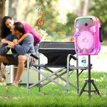 Dazone Portable Bluetooth Speaker 8" Subwoofer With Microphone & Stand, Professional Rechargeable Heavy Bass Sound LED Party PA System Karaoke Machine DJ Disco LED Light AUX FM Remote Control Stereo Wireless Speaker With Tripod - 粉色 - 查看 7