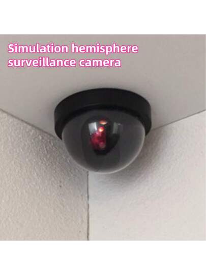 1pc Zwart Fake Security Camera, Simulated Dome Indoor/Outdoor Under Eaves, Flashing Rood LED Light, Home, Business, Factory, Aisle, Market, Hotel Deterrent Effect view 3