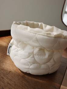 Ditsy Floraly Pattern Desk Storage Round Cylinder Foldable Makeup Brush Holder Organizer For Dorm Use - White - View 7