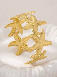 1 pieza Brazalete minimalista de estrella de mar versátil y de moda con vibra oceánica - Amarillo Oro - Ver 2