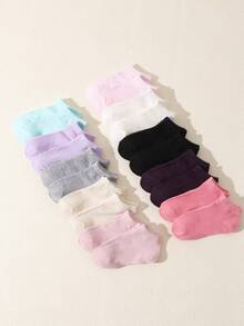 20 Pairs Kids' Solid Candy Color Short Socks, Comfortable Casual Daily Wear - Multicolor - View 5