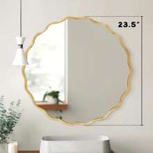 Wall Decoration Modern Sun Flower Wave Mirror Aluminum Alloy Frame Round Mirror Bathroom Bedroom Living Room House Office Entrance