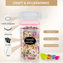 Set di 20 contenitori per alimenti, contenitori in plastica sigillati (10 contenitori + 10 coperchi) contenitori per alimenti con coperchio, set di contenitori per la cucina, piccoli contenitori per congelatore, barattoli per la conservazione, dispenser per alimenti, contenitori per la conservazione, adatti al microonde, alla lavastoviglie e al congelatore, 24 adesivi, pennarelli , Cucchiai, Rosa , 1,6 l