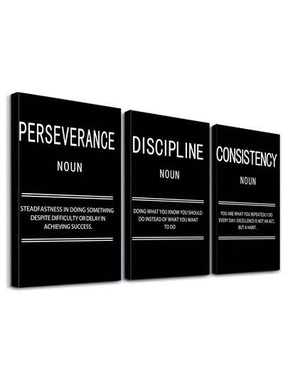 Juego de 3 decoraciones de pared de Perseverancia, impresión en lienzo de Disciplina, póster de Inspiración, impresiones artísticas de Consistencia, pinturas de Motivación, obra de arte decorativa de Determinación, decoración del hogar, estética de la habitación, pósteres, regalo ideal