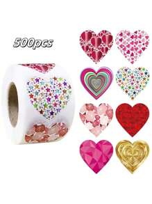 500 Stück funkelnde Herz-Aufkleber - sortierte Farben mit glitzernder Oberfläche, perfekt für Geschenkanhänger, Kartendekorationen und Partydekorationen | Ideal für Geschenke für Lehrer, Valentinstag und Feiern, Geschenkanhänger Dekorationen | Aufkleber mit glitzernder Oberfläche | Material: Polyvinylchlorid, Geschenkdekorationen