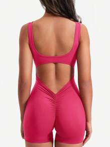 Yefecy Yoga Basic Solid Sports Romper,Solid Color Fashion Sports Jumpsut,High Elastic Yoga Bodysuit, Women Workout Flare Jumpsuits ,Sexy Backless Gym Bodycon Scrunch Butt Yoga Rompers V Back,Spring And Summer