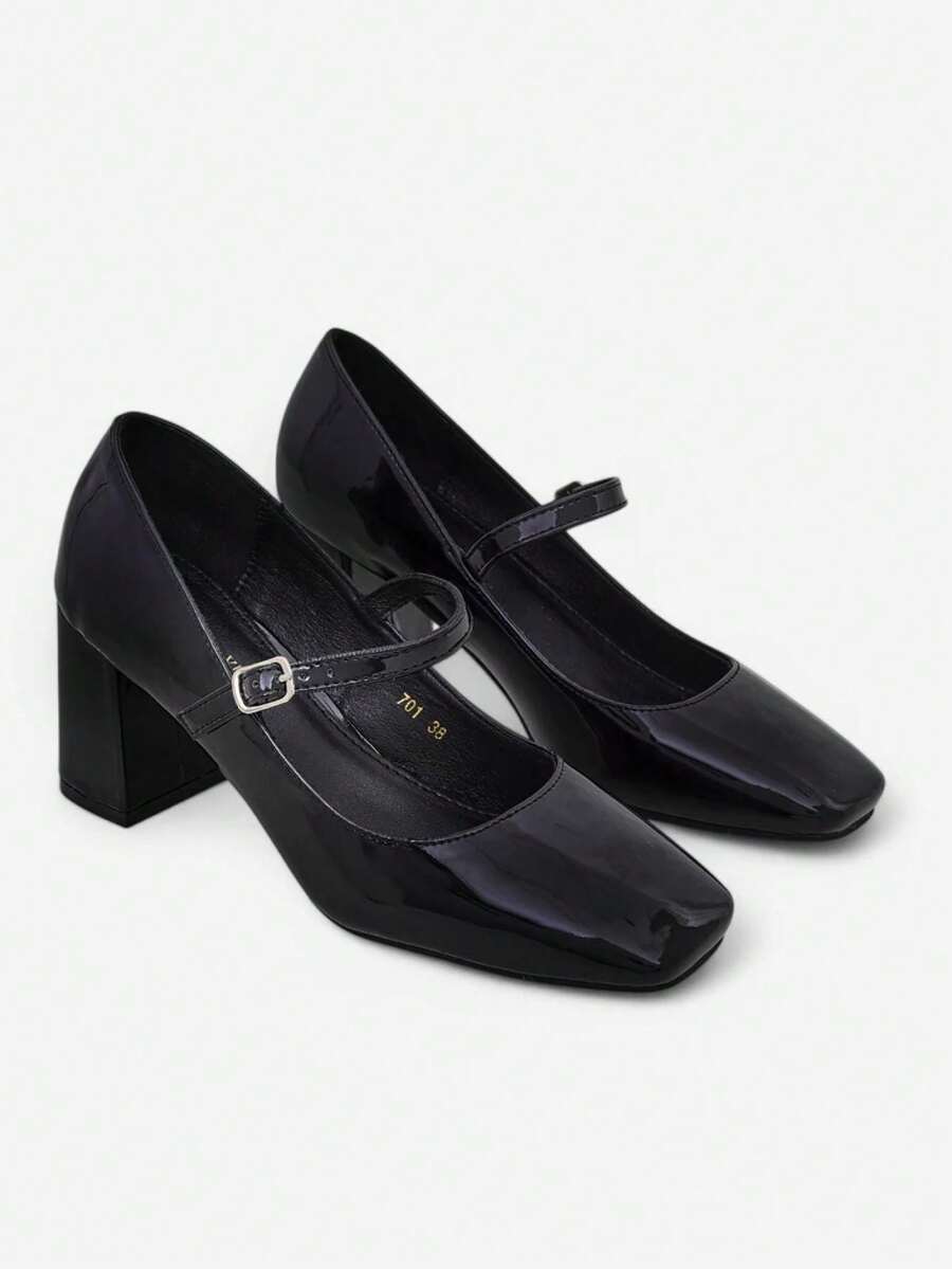 女式漆面系带高跟鞋