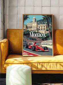 1 pièce Affiche de l'héritage des courses de Monaco, légendes du Grand Prix, art mural de sport automobile pour le salon, la chambre, la salle de bain, le bureau et autres décorations de la maison, sans cadre