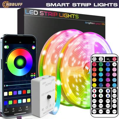 USB Lights With 44-Key Remote + App Smart Control , Night Light /TV Backlight Lights With Timing RGB Color Changing,LED Strip Lights For Bedroom,Holiday Decoration ,Lights Gifts Home Room Decor Wall Decor Halloween Party