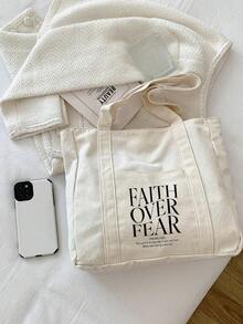 Túi mua sắm in chữ, túi đeo vai nhiều ngăn, túi tote in chữ kiểu retro, túi đựng mỹ phẩm in chữ "Jesus Loves You" (Chúa Giê-su yêu bạn), túi xách tay dung tích lớn, túi đeo vai chéo, thích hợp cho sinh viên tốt nghiệp, thanh thiếu niên, sinh viên đại học (năm nhất, năm hai, năm ba, năm tư), tuyệt vời cho các hoạt động ngoài trời, du lịch, tựu trường, hộp bút quà tặng giáo viên, quà sinh nhật cho bạn thân, ba lô - Màu be - Xem 8