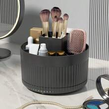 1pc Desktop Rotating Makeup Brush Holder Organizer, For Storing Eyeshadow, Lipstick, Brushes, Convenient For Small Tools, Knives, Eyebrow Pencils, Razors, Office Supplies, Suitable For Home & Cosmetic Organization,For Holiday Beach, Bathroom Collection, Bedroom Collection, Large Capacity