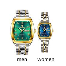 1 pieza Regalo Relojes de mujer de marca real BINBOND (Original) Correa de acero inoxidable antióxido plateado 50M resistente al agua Función de calendario semanal en inglés Manecillas luminosas Elegante azul y verde Regalo Pulsera delgada Importado de Japón Movimiento automático de cuarzo Regalo para hermana, madre, cumpleaños, boda
