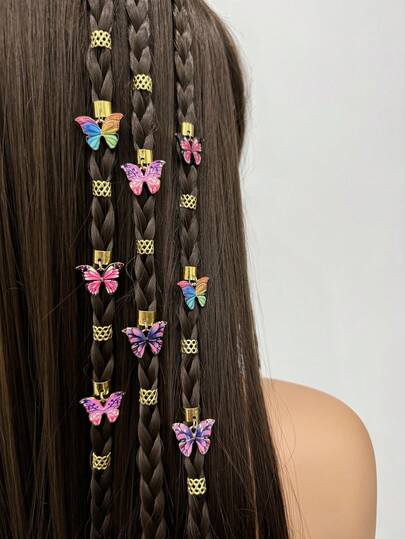 36/18件装蝴蝶吊坠发圈、发夹、DIY发饰，优雅女士发饰，适合夏季、节日、婚礼、秋季，美发工具、美发产品、发饰、美容配件、礼物、旅行、女士礼物、美发产品、情人节发饰