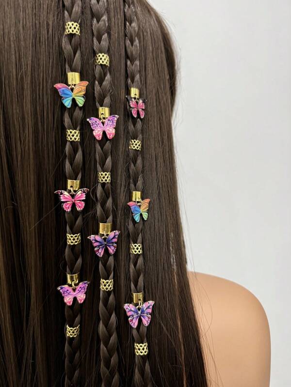 36/18pcs Butterfly Pendants Wig Hair Ring Buckle Braid Decorative Hairpin DIY Dress Up Hair Accessories Women's Accessories, Summer Elegant Hair Accessories Holiday Accessories Wedding Accessories, Fall, Hair Accessories Women, Hair Tools, Hair Stuff, Stuff, Beauty Accessories, Gifts, Travel, Gifts For Women, Hair Stuff, Stocking Stuffers