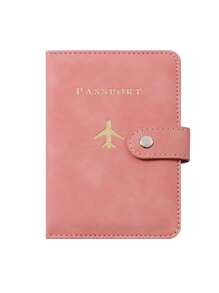 1pc Passport Holder Minimalist Travel Accessory - Convenient Storage Passport Multi-Card PU Passport Holder - Snap Closure Faux Leather Lining Airplane Pattern Holiday Supplies Travel Items Passport Wallet Travel Accessories Business Casual Woman And Man Travel Essentials Travel Must Haves For Travel And Back To School For Gift Giving Family Friends Lovers Mother's Day Gift