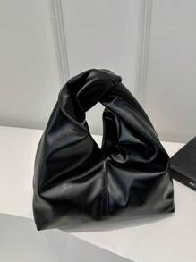 Bolso de hombro de piel sintética (PU) de unicolor y estilo versátil y a la moda, bolso baguette pequeño y minimalista casual para mujeres